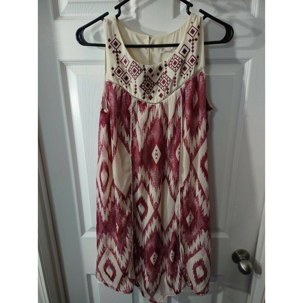 Xhilaration Dress Size M Burgundy And Creme Sleeveless